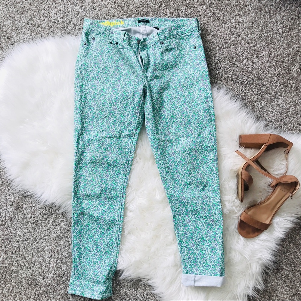 J.Crew Toothpick Floral Skinny Jeans Micro Floral Print Size 28